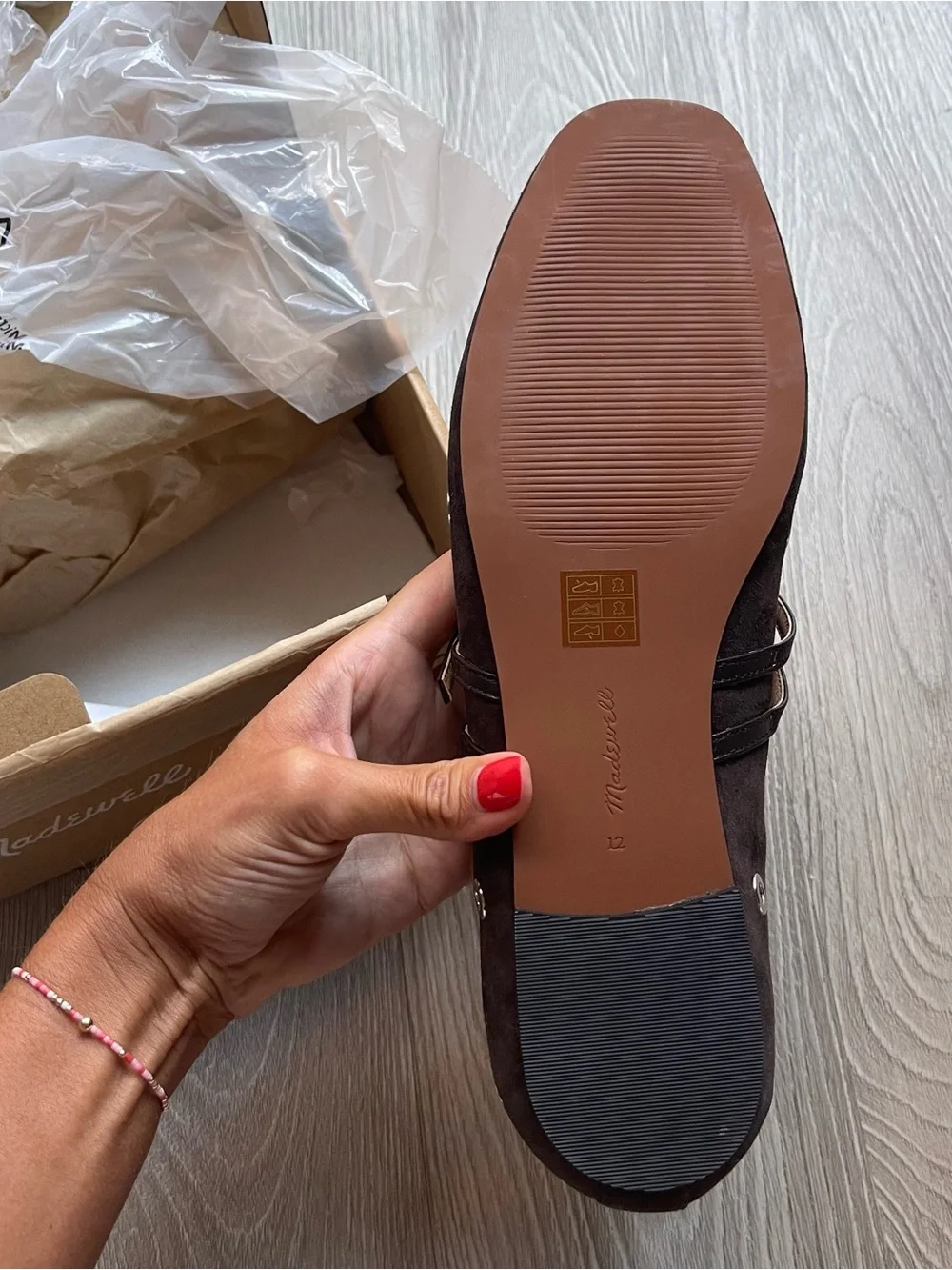 NEW Madewell The Greta Strappy Ballet Flat in Eyelet Suede Brown Sz 12 NWT
